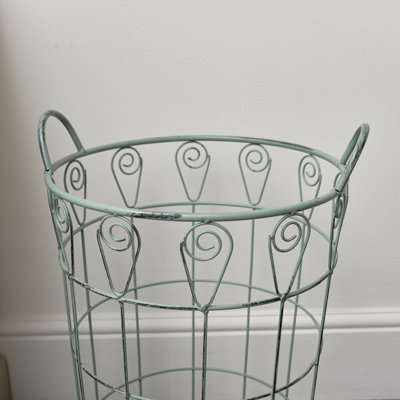 Melody Maison Ornate Rustic Sage Green Laundry Storage Basket - 55cm