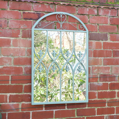 Melody Maison Ornate Sage Green Garden Wall Mounted Mirror 60cm x 92cm
