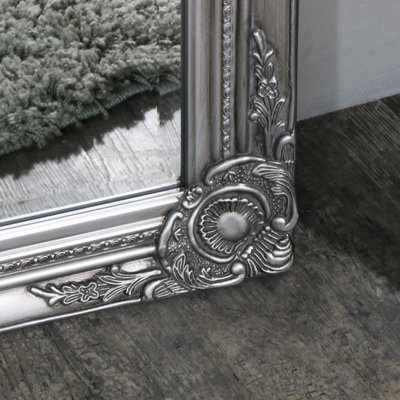Melody Maison Ornate Silver Full Length leaner /wall Mirror 168cm x 54cm