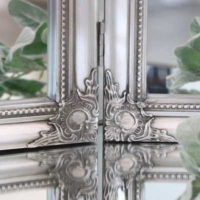 Melody Maison Ornate Vintage Silver Triple Dressing Table Mirror 55cm x 74cm