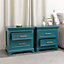 Melody Maison Pair of 2 Drawer Large Teal Bedside Tables