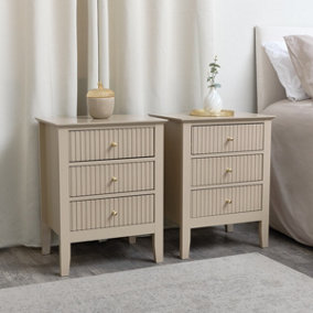 Melody Maison Pair of 3 Drawer Bedside Table - Hales Tan Range