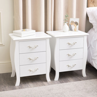 Melody Maison Pair of 3 Drawer Bedside Tables Elizabeth White Range