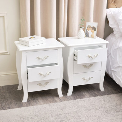 Melody Maison Pair of 3 Drawer Bedside Tables Elizabeth White Range