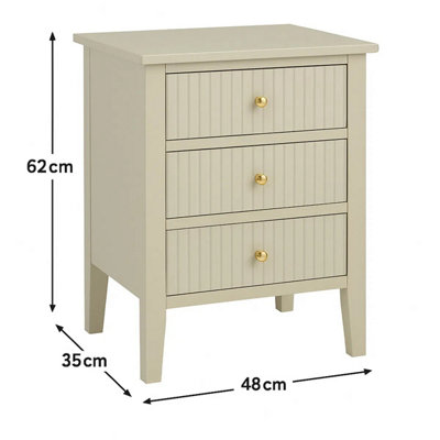 Melody Maison Pair of 3 Drawer Bedside Tables - Hales Taupe Range 