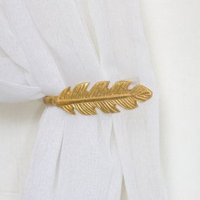 Melody Maison Pair of Gold Feather Curtain Holdbacks