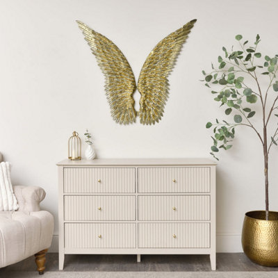 Melody Maison Pair of Large Antique Gold Angel Wings