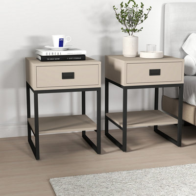 Melody Maison Pair of One Drawer Bedside Table - Elle Black Stone Range