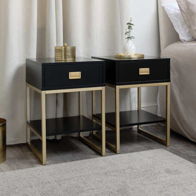 Melody Maison Pair of One Drawer Bedside Tables - Elle Black Range