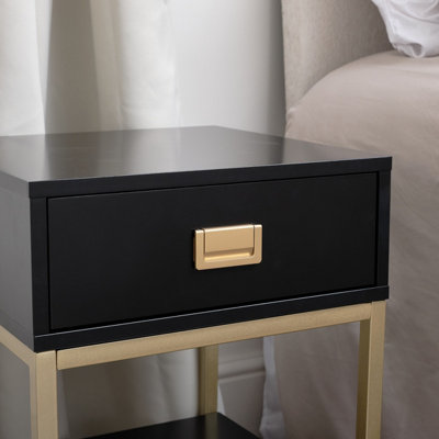 Melody Maison Pair of One Drawer Bedside Tables - Elle Black