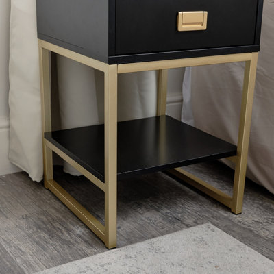 Melody Maison Pair of One Drawer Bedside Tables - Elle Black
