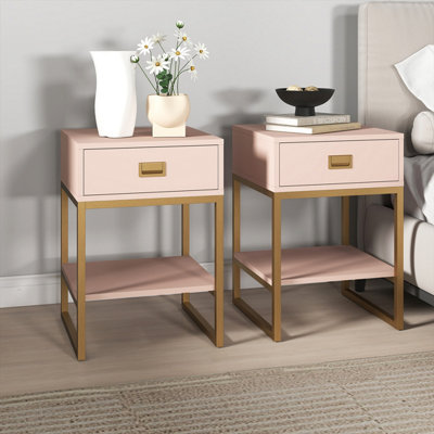 Melody Maison Pair of One Drawer Bedside Tables - Elle Pink Range