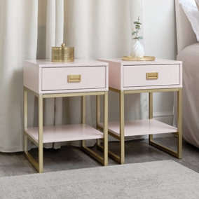 Melody Maison Pair of One Drawer Bedside Tables - Elle Pink Range