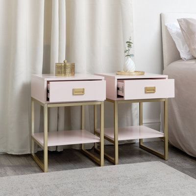 Melody Maison Pair of One Drawer Bedside Tables - Elle Pink Range