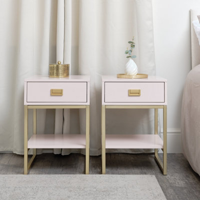 Melody Maison Pair of One Drawer Bedside Tables - Elle Pink Range