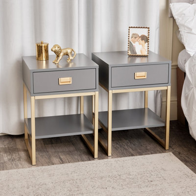 Melody Maison Pair of One Drawer Bedside Tables - Elle Slate Range