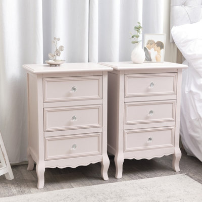 Melody Maison Pair of Pink 3 Drawer Bedside Tables - Victoria Pink Range