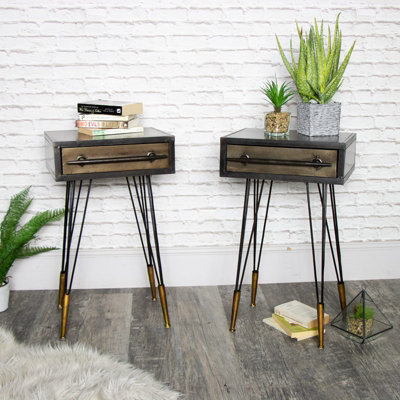 Melody Maison Pair of Retro Industrial Metal Side Tables