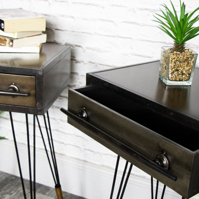 Melody Maison Pair of Retro Industrial Metal Side Tables