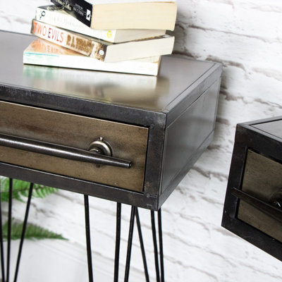 Melody Maison Pair of Retro Industrial Metal Side Tables