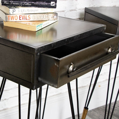 Melody Maison Pair of Retro Industrial Metal Side Tables