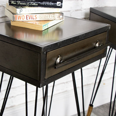 Melody Maison Pair of Retro Industrial Metal Side Tables