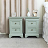 Melody Maison Pair of Sage Green Two Drawer Bedside Tables - Daventry Sage Green Range