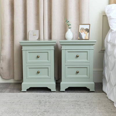 Melody Maison Pair of Sage Green Two Drawer Bedside Tables Daventry