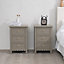 Melody Maison Pair of Scalloped 3 Drawer Bedside Tables  - Staunton Taupe Range