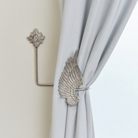 Melody Maison Pair of Silver Angel Wing Curtain Tie Backs