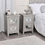 Melody Maison Pair of Silver Mirrored Bedside Tables - Sabrina Silver Range