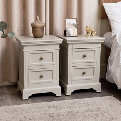 Melody Maison Pair of Taupe-Grey Two Drawer Bedside Tables - Daventry Taupe-Grey Range