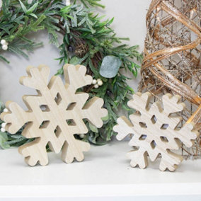 Melody Maison Pair of Wooden Snowflake Ornaments - 20cm