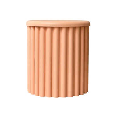 Melody Maison Peach Wooden Fluted Storage Stool / Side Table