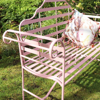 Pink metal garden bench hotsell