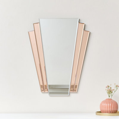 Melody Maison Pink Art Deco Fan Wall Mirror - 60cm x 48cm