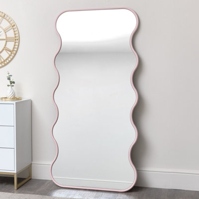 Melody Maison Pink Full Length Wave Mirror - 163cm x 80cm