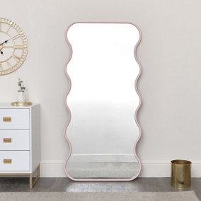 Melody Maison Pink Full Length Wave Mirror - 163cm x 80cm