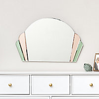 Melody Maison Pink & Green Glass Art Deco Arch Fan Wall Mirror 71cm x 46cm