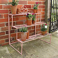Melody Maison Pink Metal Three Tier Plant Stand