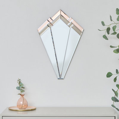 Melody Maison Pink & Mocha Art Deco Fan Wall Mirror - 60cm x 40cm