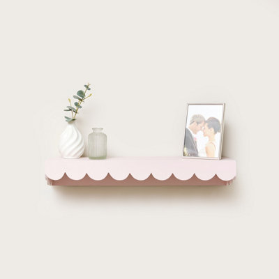 Melody Maison Pink Scalloped Wall Storage Shelf - 61cm