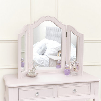 Melody Maison Pink Tabletop Triple Vanity Mirror - Victoria Pink Range