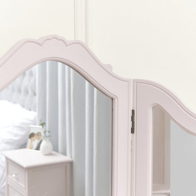 Melody Maison Pink Tabletop Triple Vanity Mirror - Victoria Pink Range