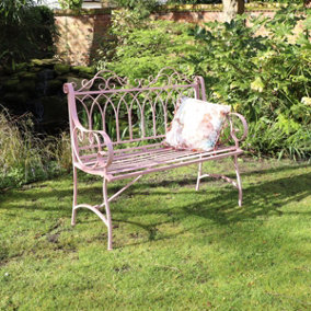 Melody Maison Pink Vintage Metal Garden Bench
