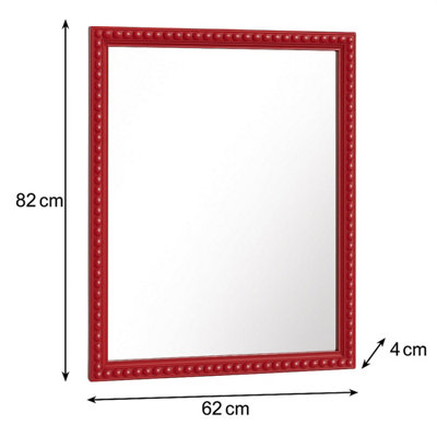 Melody Maison Rectangle Brick Red Bobbin Bobble Wall Mirror 62cm x 82cm