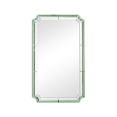 Melody Maison Rectangle Green Glass Art Deco Wall Mirror 60cm x 100cm