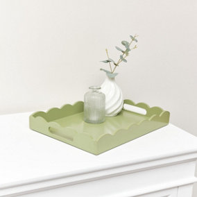 Melody Maison Rectangle Olive Green Scalloped Tray
