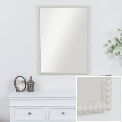 Melody Maison Rectangle Taupe Bobbin Bobble Wall Mirror 62cm x 82cm