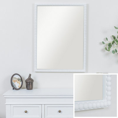 Melody Maison Rectangle White Bobbin Bobble Wall Mirror 62cm x 82cm